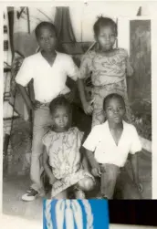  ??  ?? Clockwise from left: Aminata (front row) alongside the three siblings she was raised with in the yellow house; Aminata’s parents when they first met; working with the UNHCR for Australia.