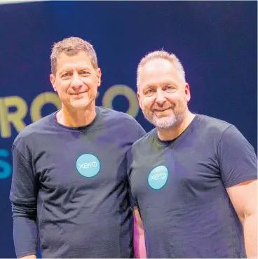  ??  ?? Steve Vamos (left) took over from Xero's founding director Rod Drury on April 1. The pair are pictured at Brisbane XeroCon in September.