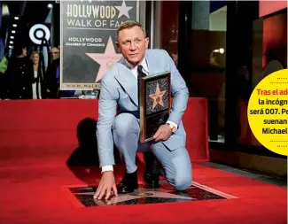  ?? F.E. ?? El actor inglés Daniel Craig se ha metido cinco veces en la piel de James Bond.
Tras el adiós de Craig, la incógnita es quién será 007. Por el momento suenan Broccoli y Michael G. Wilson.