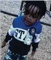  ?? CHANNEL 2 ACTION NEWS ?? T’Rhigi Diggs, 3, was killed Sunday after a bullet was fired into his mother’s SUV in southeast Atlanta.