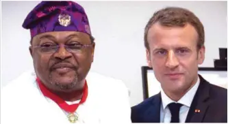  ??  ?? Dr. Mike Adenuga and President Emmanuel Macron