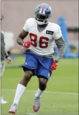  ?? THE ASSOCIATED PRESS ?? Giants wide receiver Darius Powe runs a route during training camp Saturday in East Rutherford.