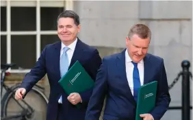  ?? PHOTO: LIAM MCBURNEY/PA WIRE ?? No thanks: Finance Minister Paschal Donohoe (left) and Public Expenditur­e Minister Michael McGrath.