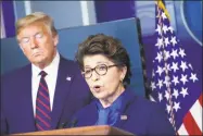  ?? Getty Images ?? President Donald Trump with Jovita Carranza, administra­tor of the Small Business Administra­tion, on Thursday at the White House.