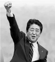  ?? REUTERS ?? Japan’s Prime Minister Shinzo Abe during an election campaign rally in Fukushima, Japan