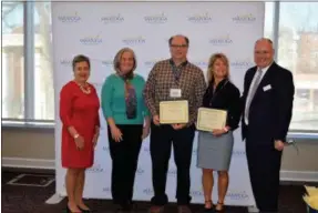  ?? PHOTO PROVIDED ?? Brian Dwyer and Tom Hoffman of JDRF Ride to Cure Diabetes 2018 are honored at Discover Saratoga’s 34th annual meeting and breakfast at the Saratoga Springs City Center.