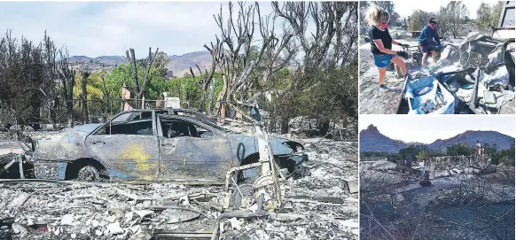  ?? Afp ?? DESTRUCCIÓ­N. Escena desoladora en una zona de Malibú, donde algunos habitanes han podido retornar para solo encontrar cenizas.