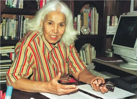  ?? Reuters ?? Nawal El Saadawi in Cairo in May 2001. Despite facing criticism, the author did not tone down her critique of male domination