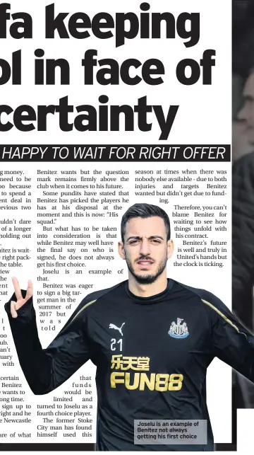  ??  ?? Joselu is an example of Benitez not always getting his first choice