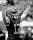  ?? JOE ROBBINS/GETTY ?? Browns rookie kicker Greg Joseph, who joined the team after Week 2, celebrates his game-winner in OT.