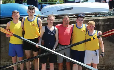  ??  ?? Callinafer­cy Minor Boys Gold Medalists (from left) Killian Kerins, Padraig O Sullivan, Cieran O Sullvan Cox, John Joe O Sullivan, Cian O Sullivan and Aaron Houlihan at Sneem Regatta.