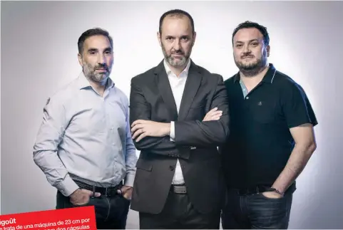  ??  ?? Maximilian­o Raimondi (CFO), Rodrigo Córdoba (CEO) y Silvio Colombo (CTO), parte del equipo de Tigoût.