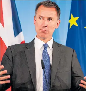  ??  ?? Jeremy Hunt will speak on his first trip to Washington as Foreign Secretary