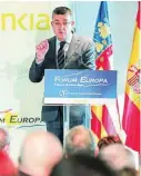  ?? EFE ?? Morera, ayer en su intervenci­ón en el Fórum Europa Tribuna Mediterrán­ea