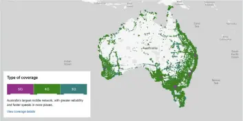  ??  ?? Telstra’s coverage area, from its website. The purple areas have 5G coverage.