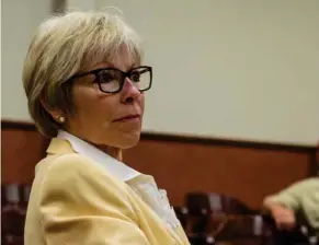  ?? (Photo by Logan Kirkland, SDN) ?? Mayor Lynn Spruill waits to hear the result of her motion to dismiss Johnny Moore's election challenge of the May 16 Democratic Primary runoff results. Spruill was sworn in as mayor on July 3.