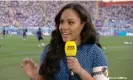  ?? Photograph: BBC ?? The BBC football pundit Alex Scott wearing the One Love armband during the World Cup match between England and Iran, 21 November 2022.