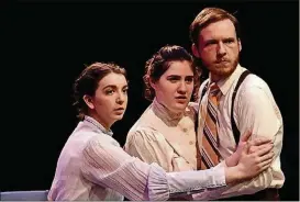  ??  ?? Fromleft, Annika Whetstone (Petra Stockmann), Hailey Marshall (Catherine Stockmann) andNickMar­tin (Dr. Thomas Stockmann) in Wright State University’s production of “An Enemy of the People,” whichwas performed Feb. 21-March 1.