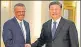  ?? AP FILE ?? Tedros Adhanom (left), director general of WHO, shakes hands with Chinese President Xi Jinping in January.