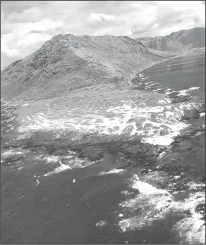  ?? U.S. Coast Guard via AP ?? Missing: In this photo taken through a helicopter glass window, provided by the U.S. Coast Guard, an MH-65 helicopter crew from Coast Guard Air Station Barbers Point passes Ka'ena Point in Hawaii. Officials have suspended the search for five Army...