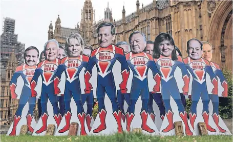  ?? Getty. ?? Cardboard cutouts of pro-EU MPs presented outside the House of Commons by pressure group Avaaz.