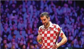  ??  ?? Vainqueur de ses deux simples, Marin Cilic a porté la Croatie ce week-end.