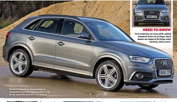  ??  ?? Thanks to Imperial Car Supermarke­ts in Hampshire ( imperialca­rsupermark­ets.co.uk) for the loan of the Audi Q3 in our pictures