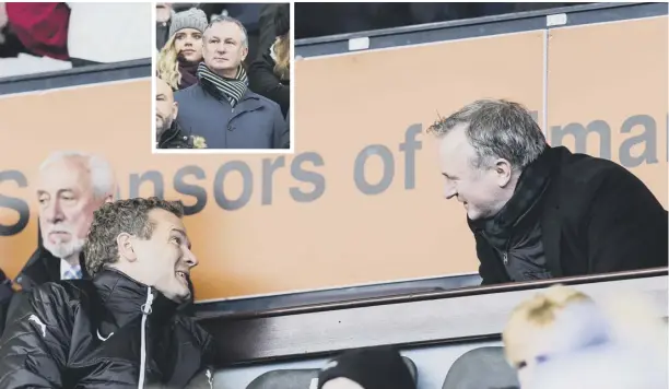  ?? PICTURES: SNS ?? 0 Michael O’neill was at Rugby Park and Tynecastle, inset, over the weekend, fuelling speculatio­n that he might be about to accept the Scotland job.