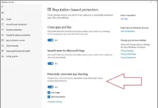  ??  ?? Here’s where you can find the Windows 10 reputation­protection settings.