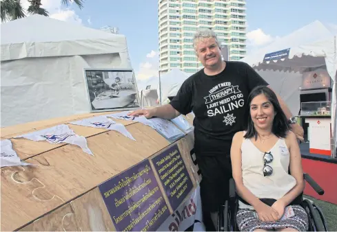  ??  ?? Peter Jacops with Neena Doowa, who is being groomed to become Thailand’s first physically challenged female sailor.