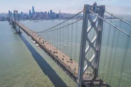  ??  ?? Sunday traffic on the Bay Bridge is back to near prepandemi­c levels.