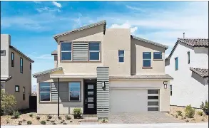  ??  ?? Pictured is the Plan Two model home at Indigo, one of three new neighborho­ods by Pardee Homes in North Las Vegas.