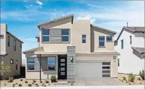  ??  ?? Pictured is the Plan Two model home at Indigo, one of three new neighborho­ods by Pardee Homes in North Las Vegas.