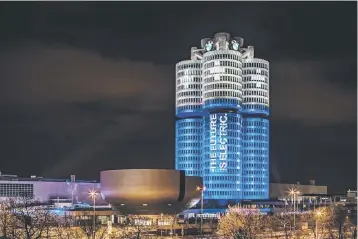  ??  ?? dsAn eye-catching light installati­on will mark this milestone on the road to the mobility of the future, with the BMW Group headquarte­rs, the world-famous “Four-Cylinder” in the north of Munich, transforme­d into a battery. The BMW Group selected this...