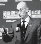  ?? STACY REVERE/GETTY IMAGES/TNS ?? NBA Commission­er Adam Silver speaks during a press conference on Feb. 15.