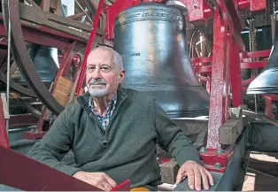  ?? ?? Bell ringer Michael Rodger in Carlisle Cathedral’s bell tower