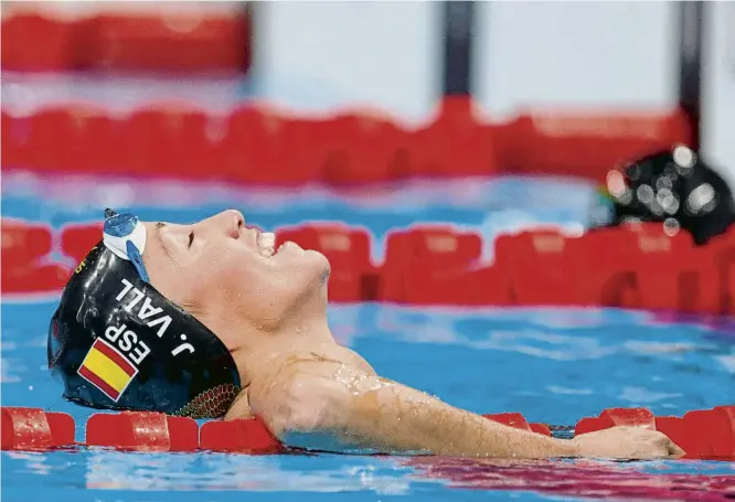  ?? PATRICK B. KRAEMER / EFE ?? Jessica Vall després d’acabar la semifinal dels 200 m braça, en què no va poder obtenir plaça per a la final