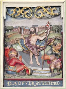  ?? BILD: Elkio/Peter Kreier ?? St.-Johannes-Kirche Wiefelsted­e: „D. AUFERSTEHU­NG“aus dem Altarretab­el, mutmaßlich um 1520