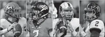  ?? AP FILE PHOTOS ?? These are file photos showing Oklahoma State quarterbac­k Mason Rudolph wearing different helmets.
