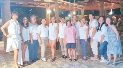  ??  ?? The wives and friends. L-R: Mimi Martin, Loida Mayo, Meyose Libunao, Rissa Medina, Mylene Espina, Elena Abacajan, Ola Magno, Chyn Molina, Polly Buted, Leny Oxales, Verna Perez, and Joy Yuzon.