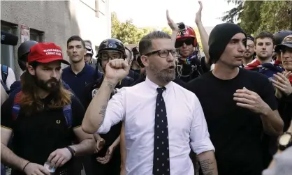  ??  ?? The Proud Boys were founded in 2016 by Canadian Gavin McInnes, a co-founder of Vice magazine. Photograph: Marcio José Sánchez/AP