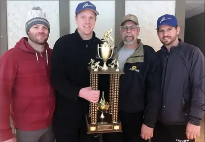  ?? Special to the Herald ?? Men’s bonspiel A event winners was the Summerland rink of, from left: Skip Jared St. John, 3rd Graham Lyle, 2nd Russ Lemke and lead Jamie Denton.