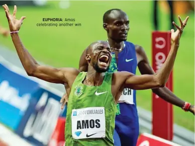  ??  ?? EUPHORIA: Amos celebratin­g another win