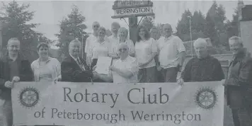  ??  ?? ■ Newly-formed cycling club the Werrington Pedlars took part in a charity cycle organised by Werrington Rotary Club. President Chris Read presented a certificat­e to the cyclists in recognitio­n of their fund-raising efforts.