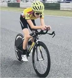  ??  ?? Evander Wishart during the National Youth Time Trial Championsh­ips.