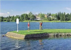  ?? OTESAGA RESORT HOTEL COURTESY OF THE ?? The Hole 18 island tee keeps things interestin­g up until the end.