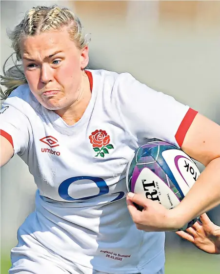  ?? ?? Running free: Rosie Galligan turns on the power in England colours