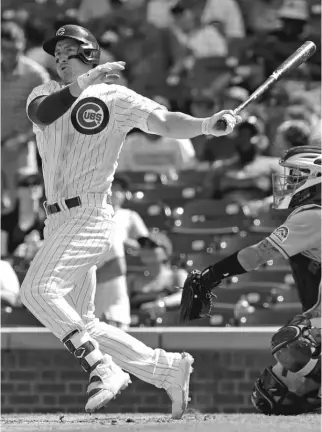  ?? GETTY IMAGES ?? Frank Schwindel has put together an eye-popping first 33 games with the Cubs.