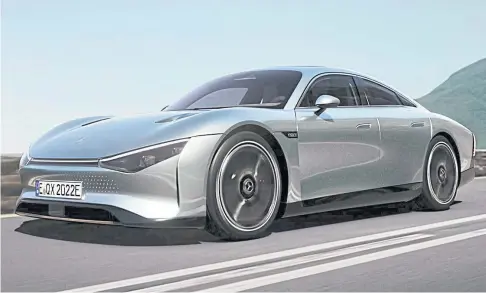  ?? MERCEDES-BENZ ?? The Vision EQXX, dubbed the most-efficient Mercedes-Benz ever built, will have energy consumptio­n of less than 10 kilowatt hours (kWh) per 100 kilometres.