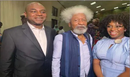  ??  ?? L-R: Former Deputy Governor of Central Bank of Nigeria (CBN), Prof. Kingsley Moghalu; Nobel Laureate, Prof. Wole Soyinka; and the author Chimamanda Ngozi Adichie at Felabratio­n 2019:The Fela Debate symposium in Lagos…recently